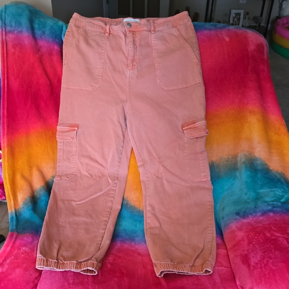 Peach Ankle Cargo Jeans